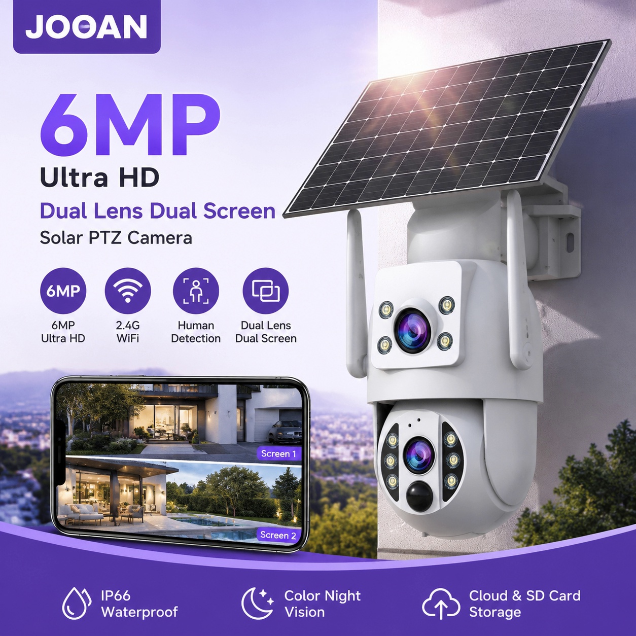 Outdoor Power Outlet Solar - JOOAN 2K 4K Outdoor Solar Wifi