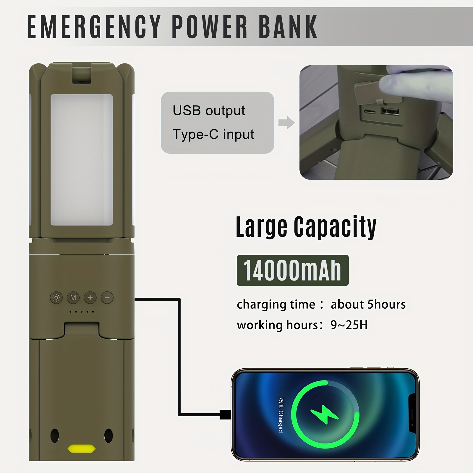 Camping Lantern, 14000mAh Rech - Outdoor Power For Camping incelemesi ve fiyatı