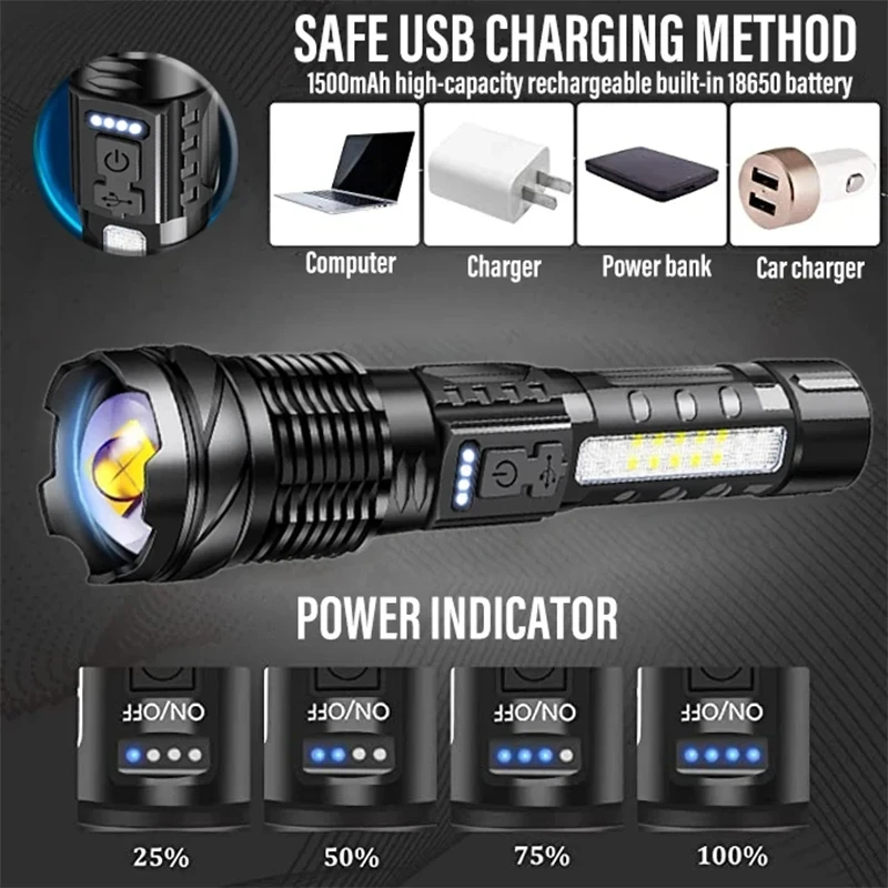 Powerful LED Flashlight Rechar - Outdoor Power For Camping incelemesi ve fiyatı