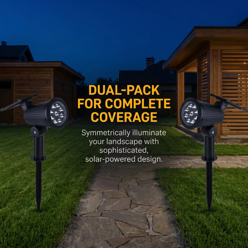 2PCS Solar Powered LED Spotlig - Outdoor Power Outlet Solar incelemesi ve fiyatı