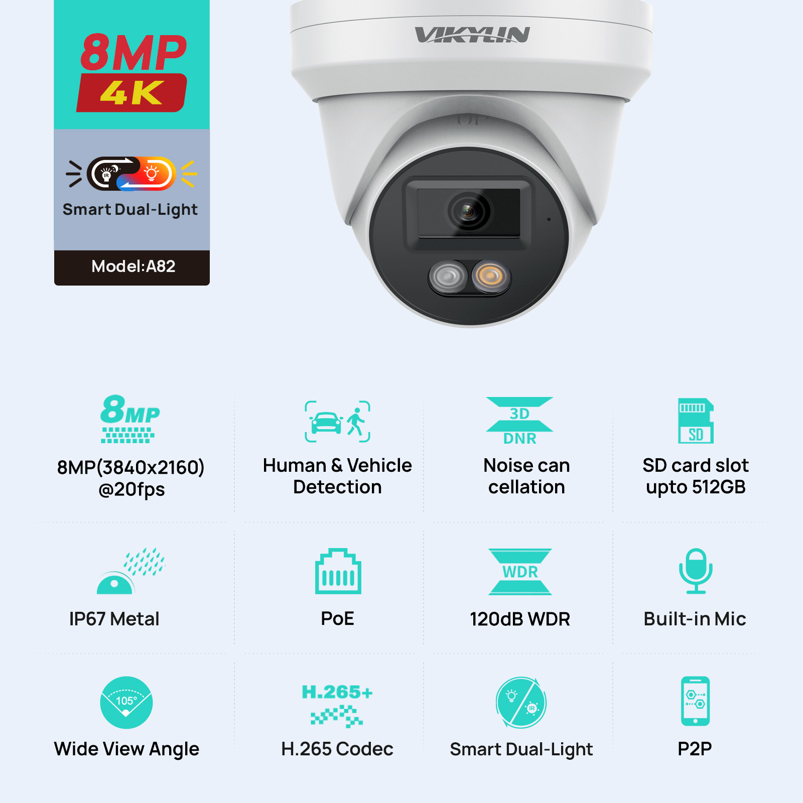 VIKYLIN 8MP 4K IP Security Cam - Outdoor Power G Motion incelemesi ve fiyatı