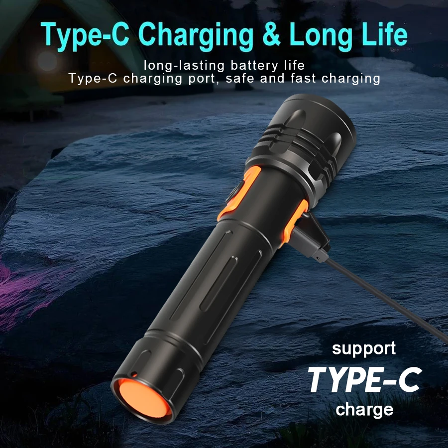 High Power LED Flashlight USB  - Outdoor Power For Camping incelemesi ve fiyatı