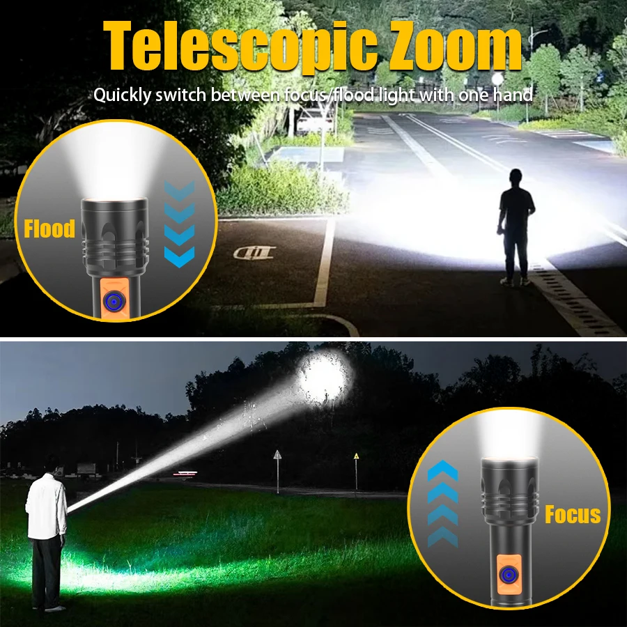 High Power LED Flashlight USB  - Outdoor Power For Camping incelemesi ve fiyatı
