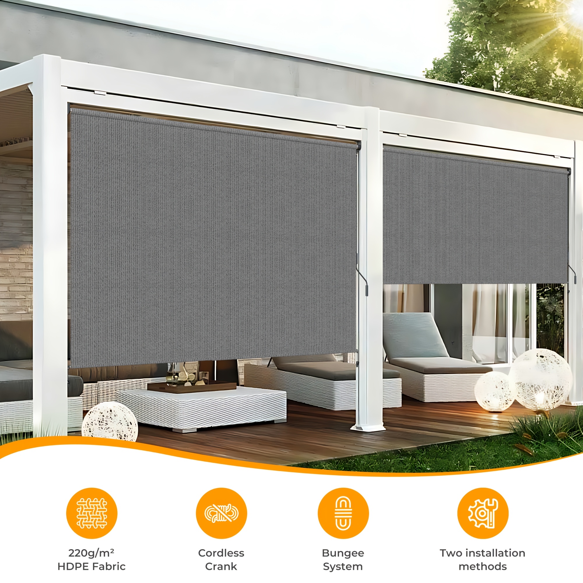 HOMEDEMO Outdoor Roller Shades - Outdoor Power Roller Shades incelemesi ve fiyatı
