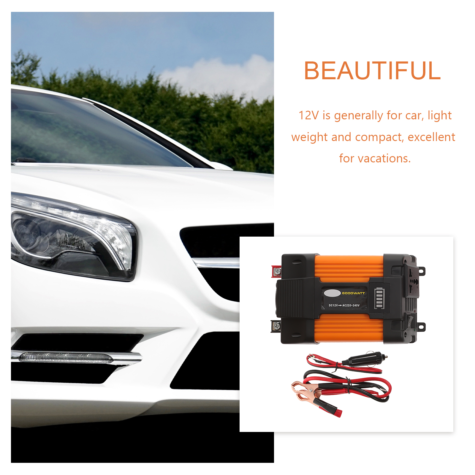 1Set 6000W Dual USB Car Invert - Outdoor Power Adapter Usb incelemesi ve fiyatı