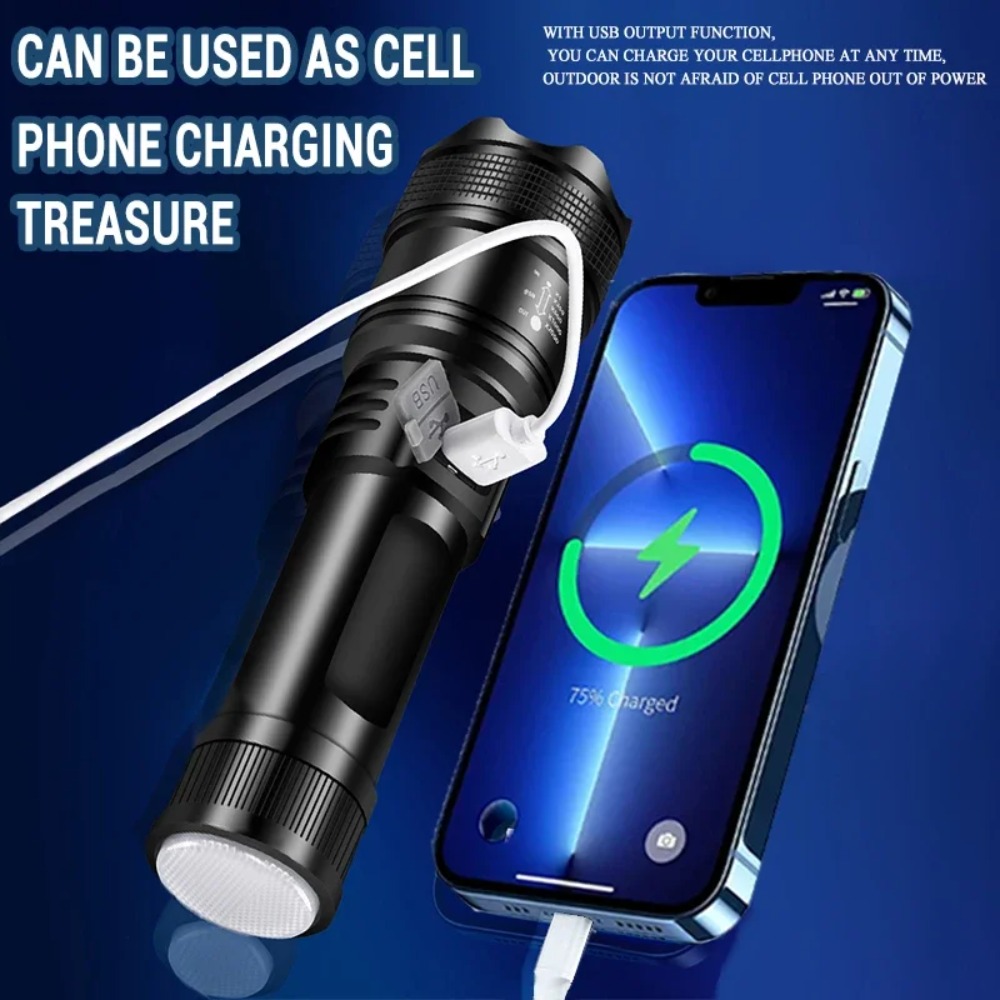 Powerful LED Flashlight USB Re - Outdoor Power Supply incelemesi ve fiyatı