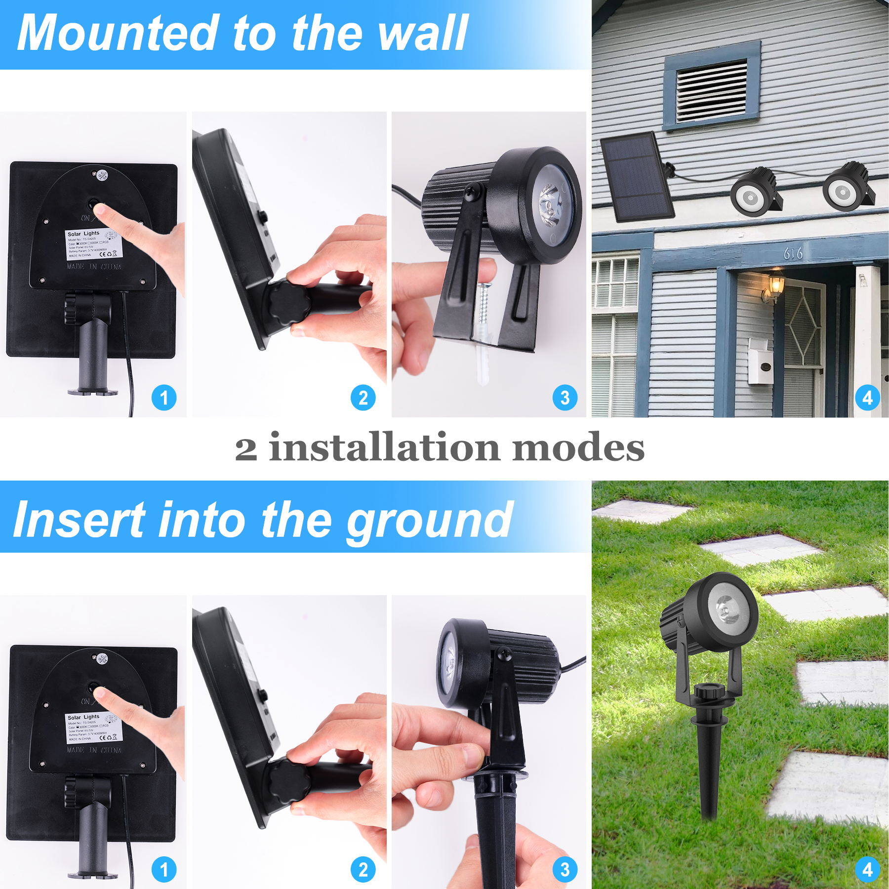 1/2/4/6 Lights RGB Solar Spotl - Outdoor Power For Christmas Lights incelemesi ve fiyatı