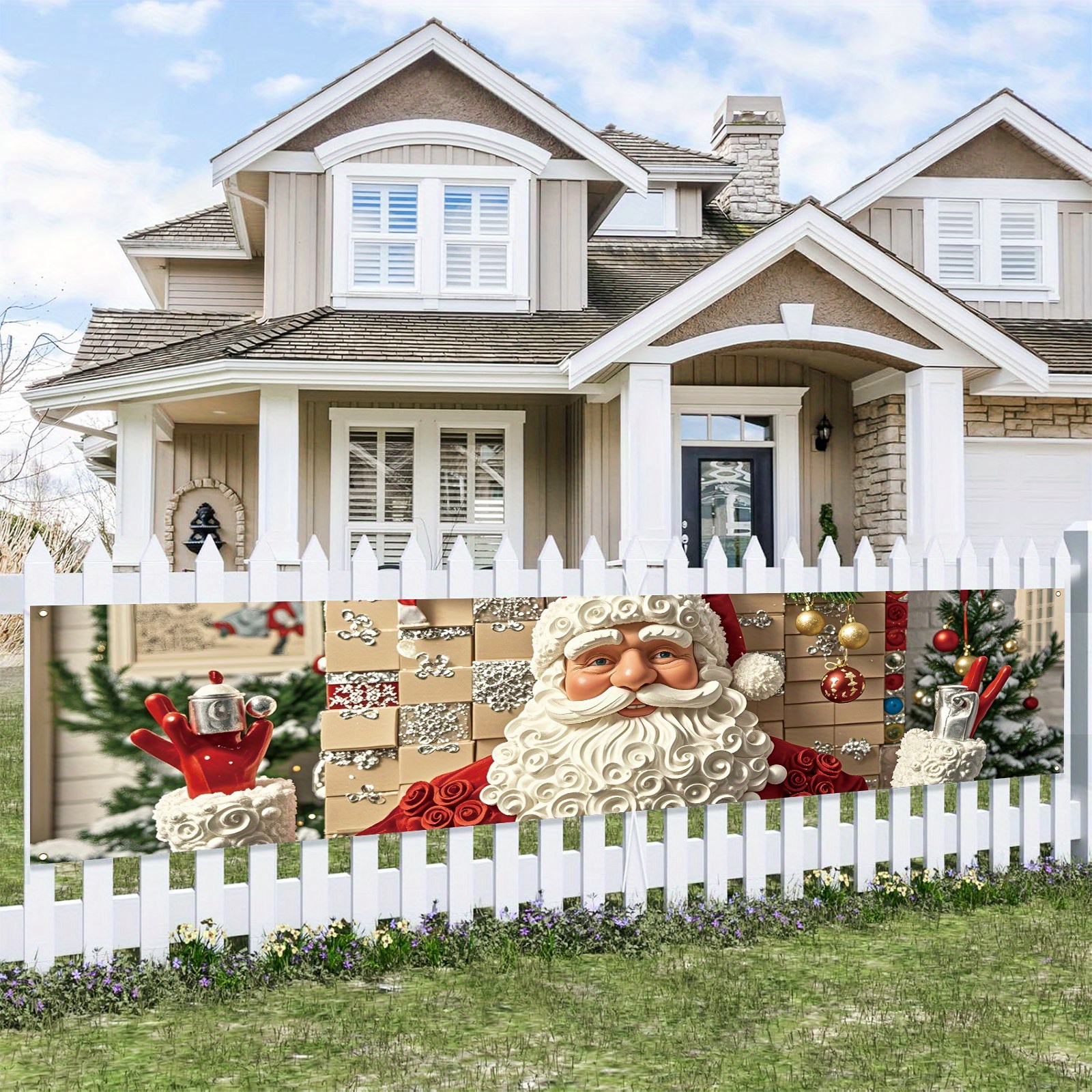 Vintage Santa Claus yard banne - Outdoor Power For Wedding incelemesi ve fiyatı
