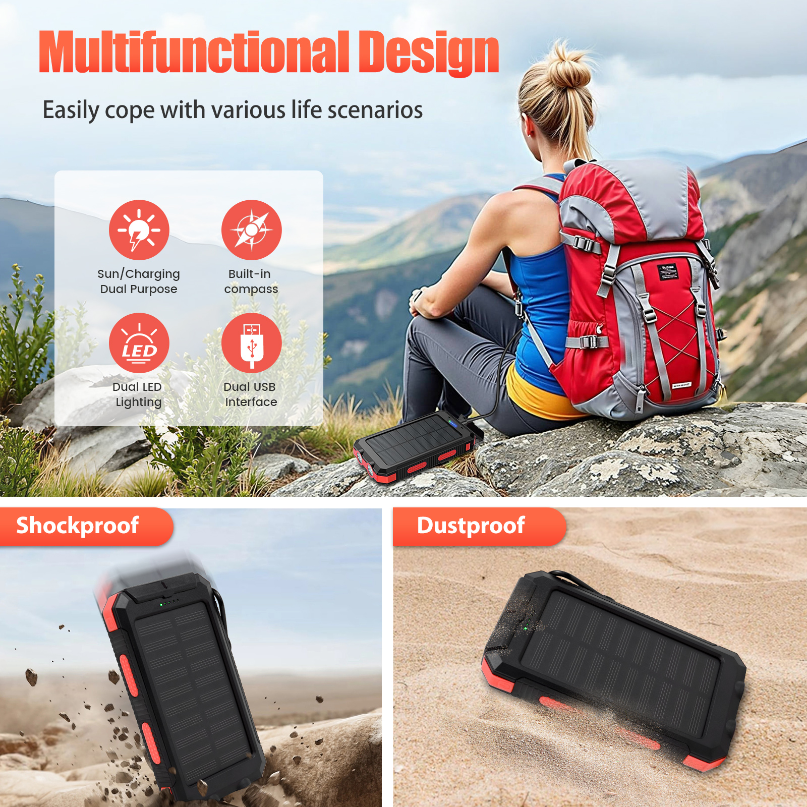 10000mAh Solar Power Bank Port - Outdoor Power Outlet Solar incelemesi ve fiyatı