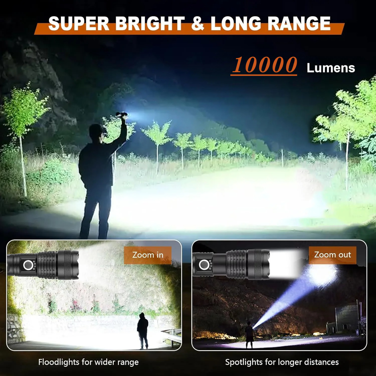High Power LED Flashlight Rech - Outdoor Power For Camping incelemesi ve fiyatı