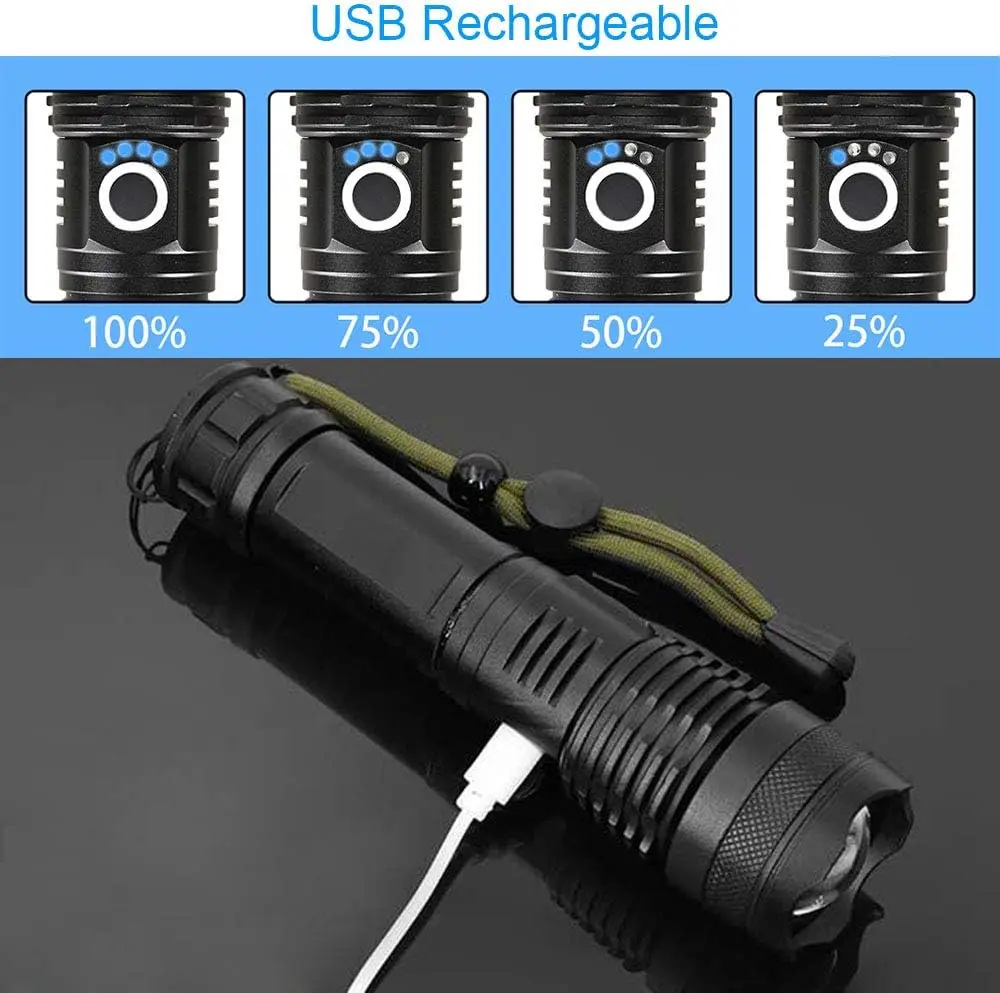 High Power LED Flashlight Rech - Outdoor Power For Camping incelemesi ve fiyatı
