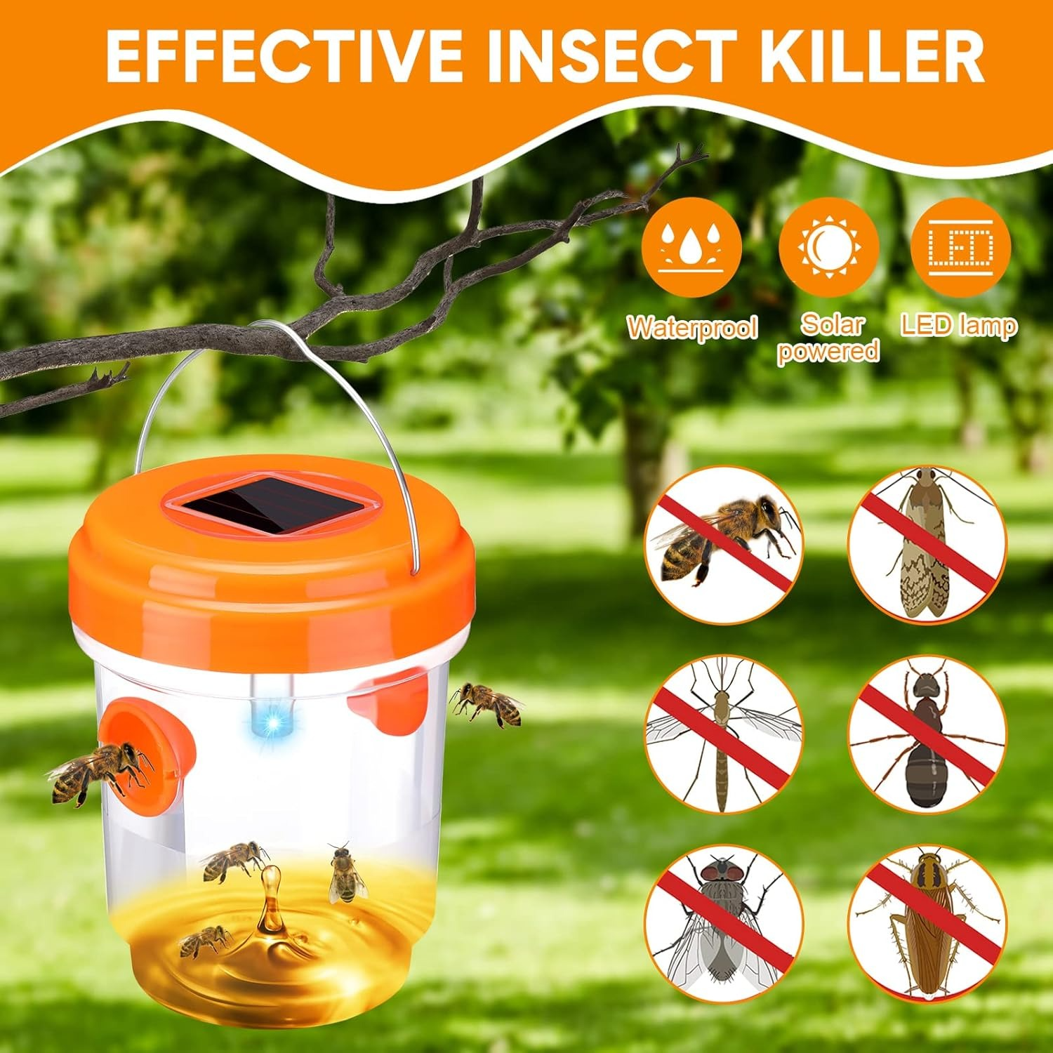 1-6PCS Solar Wasp Trap Waterpr - Outdoor Power Outlet Solar incelemesi ve fiyatı