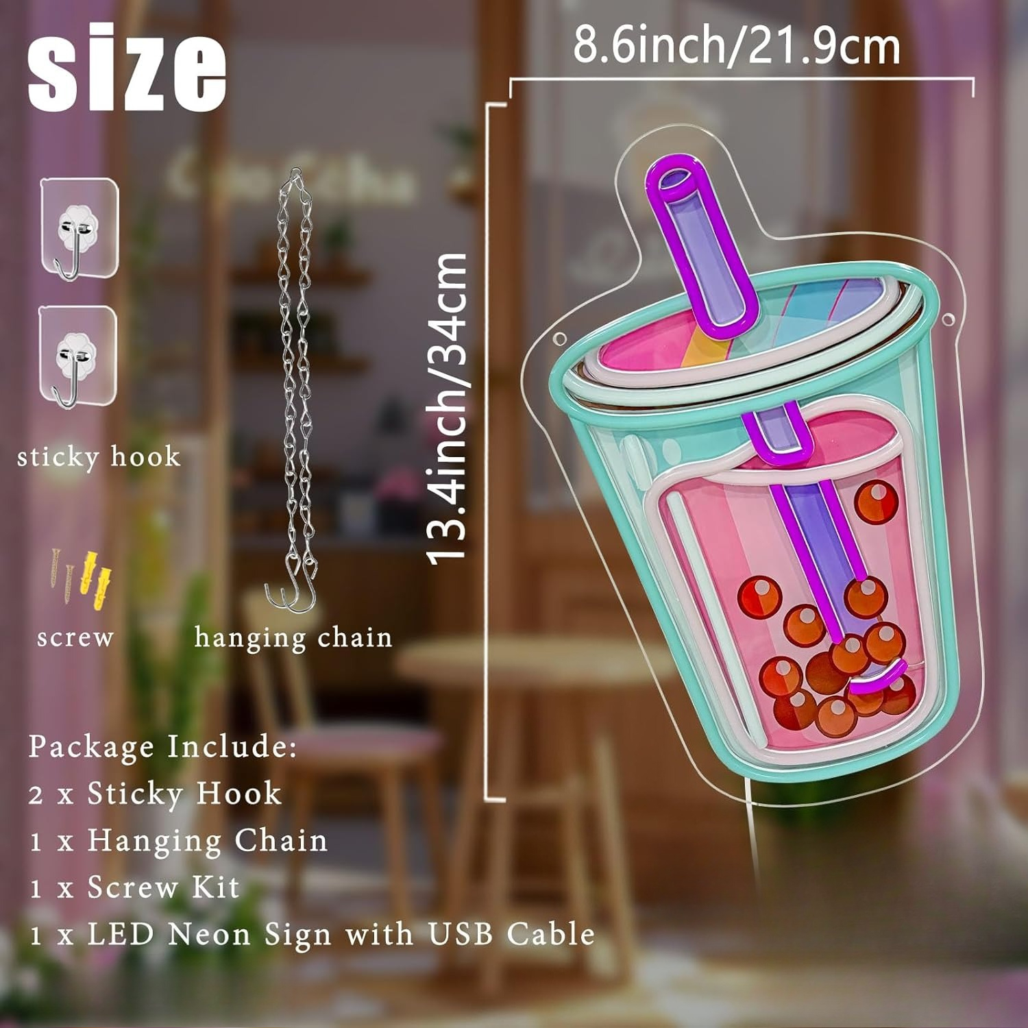 Bubble Tea Neon Sign USB Power - Outdoor Kitchen Power incelemesi ve fiyatı